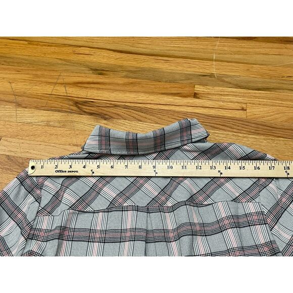 Cabi Hideout Women's S Black Jacket Polyester Shacket Shirt Collar Stretch Plaid - Picture 9 of 9